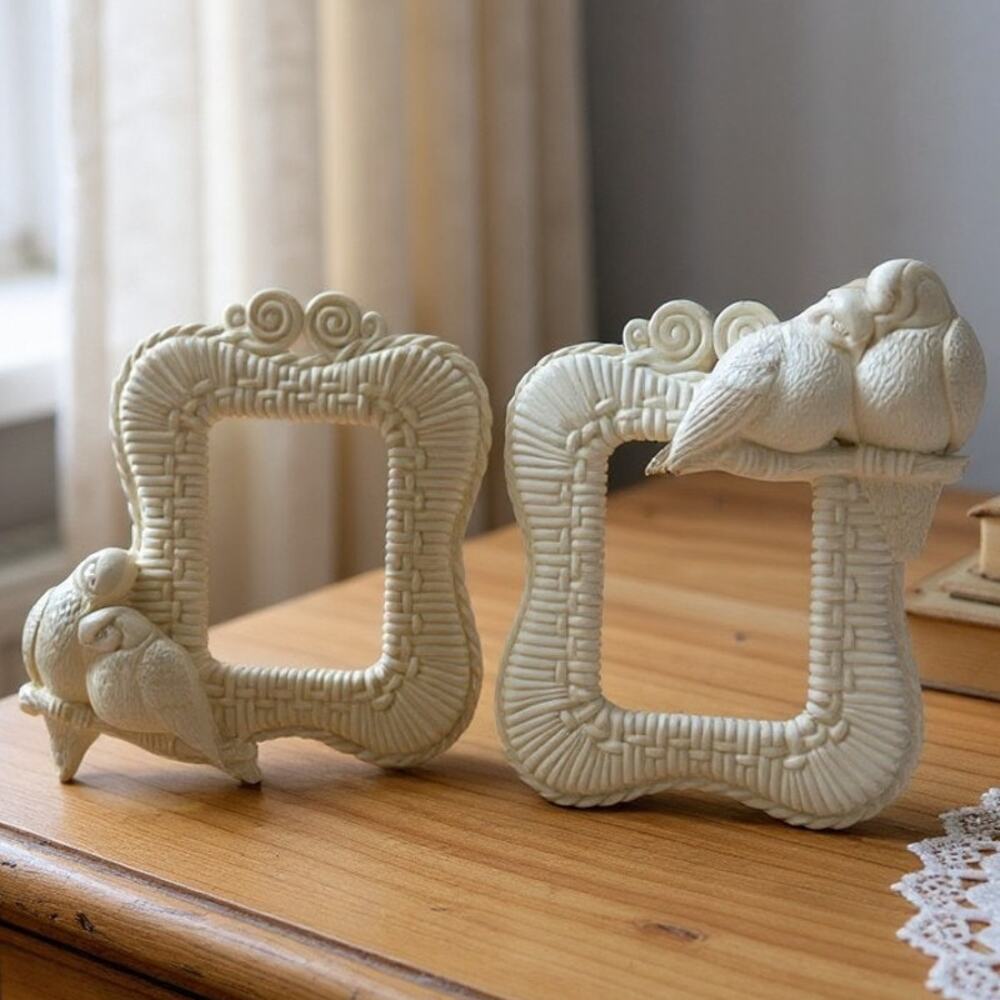 VTG 1970s Burwood Homco Turtle Doves Wall Hanging Picture Frames 3D USA Lot of 2